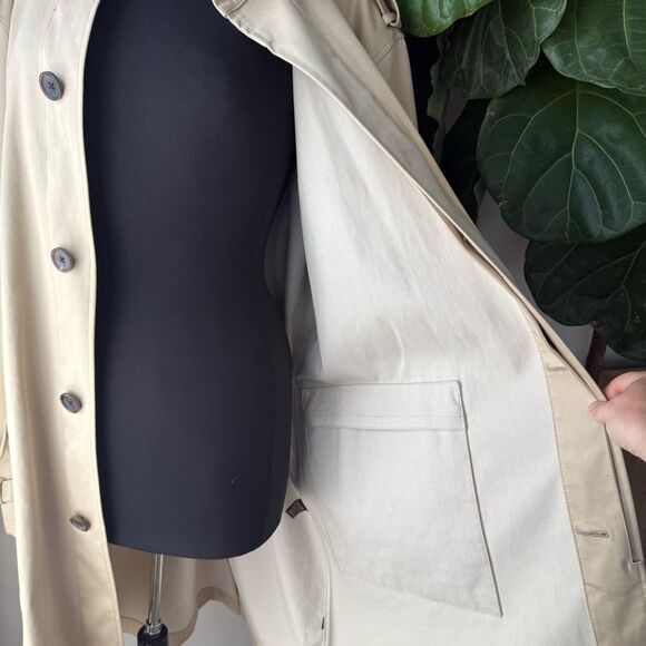 Coach 1941 Vintage Tan Single Breasted Belted Long Cotton + Leather Trench Coat - Picture 12 of 16